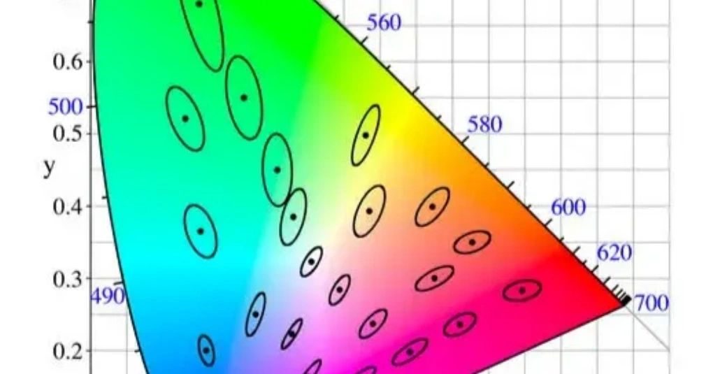 Chromaticity diagram with color-difference ellipses